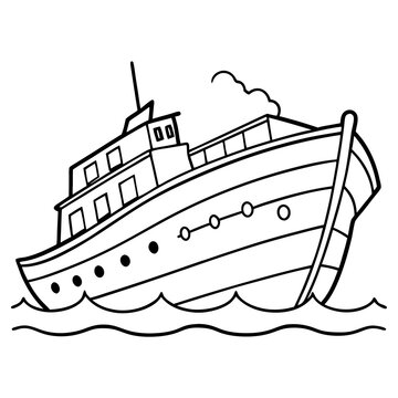 recommend clip art: sunken sea vessel outline coloring book page line art drawing