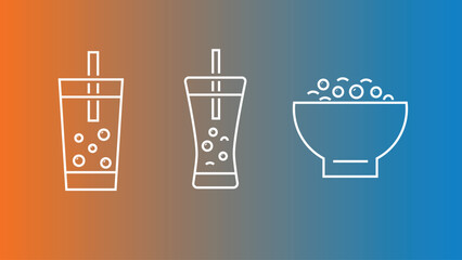 bubble tea drinks illustration vector icons set