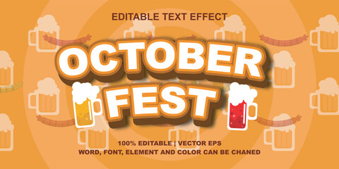 Oktoberfest text effect design, editable eps vector typography effect