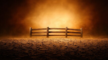 Wooden Fence in a Dusty Desert Landscape