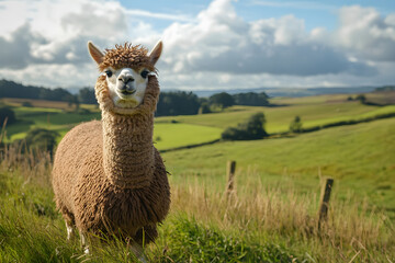Obraz premium Alpaca in a mountain.