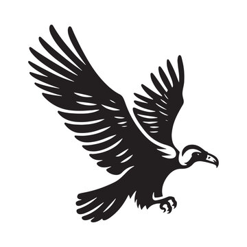 black vulture soaring white background clip art preview