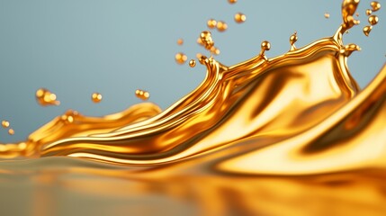 Golden Metallic Fluid Splash - Abstract Luxury Art in High Detail Resolution.
