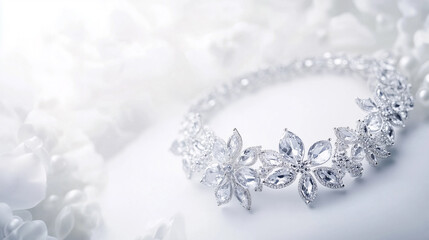 Fototapeta premium Minimalist Silver Necklace with a Simple White Background