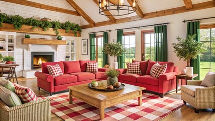 Farmhouse, country interior design of modern living room, home.

