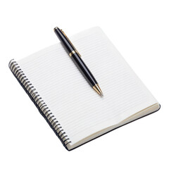 A clean, blank notebook with a pen, perfect for jotting down notes, ideas, or plans for any creative project.