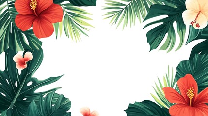 Fototapeta premium Floral Frame with Green Background