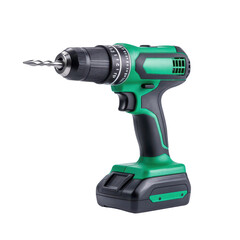 A modern cordless drill with a green and black design, perfect for home improvement and DIY projects.