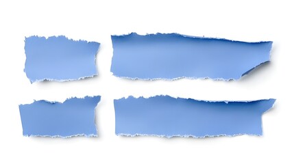 Fototapeta premium Collection of Blue Ripped Paper Strips.