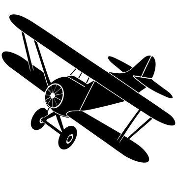 black biplane airplane flying clip art preview