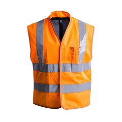 Bright orange safety vest with reflective stripes for visibility, ideal for construction sites and outdoor work environments.