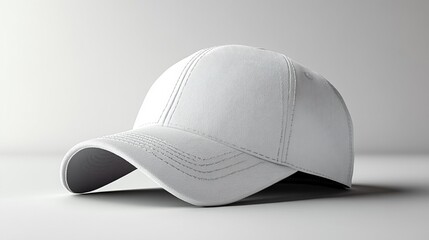 Fototapeta premium Minimalist White Baseball Cap on a Plain Background Generative AI