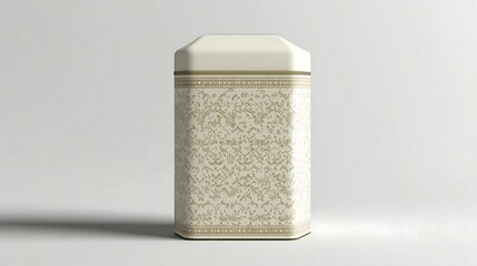 White and Gold Decorative Container with Pattern