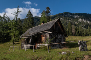 Obraz premium Ancient alpine hut, Austria.