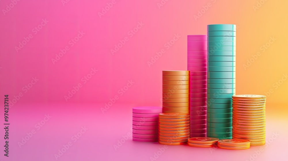 Fototapete 3d abstract graphic showing business cost components with ample text space