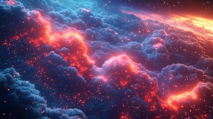 Obraz premium Fiery Red Clouds in a Dramatic Night Sky Generative AI