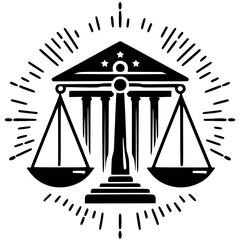 Silhouette of constitutional scales