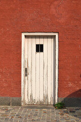 Beautiful red architecture in Kastellet area in Copenhagen.