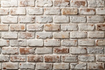 Naklejka premium Rustic textured white wash brick wall with subtle distressed finish, weathered to perfection, evoking a sense of