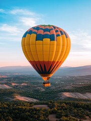 Fototapeta premium A person enjoys a luxurious hot air balloon ride over a scenic landscape
