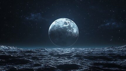 Fototapeta premium Moonrise Over a Cratered Landscape