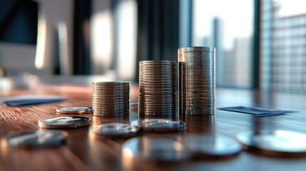 3D rendered model of business cost components with clear areas for additional text