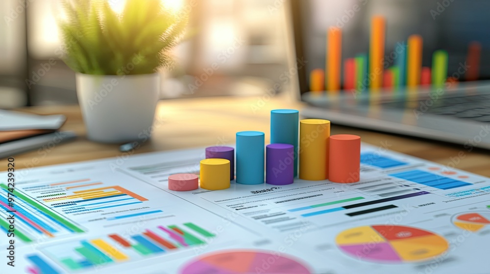 Poster 3d visual of business cost components with labeled sections and empty text space