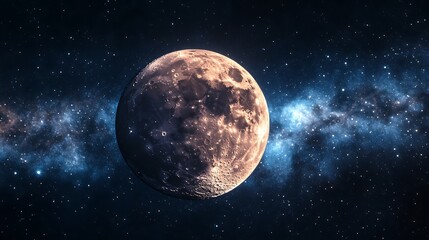 Obraz premium Moonrise Over a Cratered Landscape