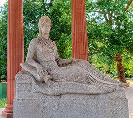 Roman sculpture in the park.