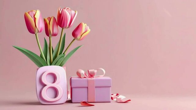 gift box with tulips