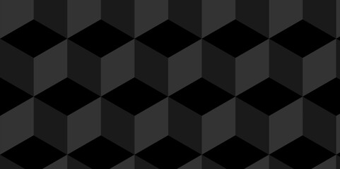 Abstract black and gray style minimal blank cubic. Geometric pattern illustration mosaic, square and triangle cube black background wallpaper.