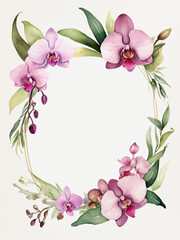 Fototapeta premium A blank wedding invitation adorned with a watercolor floral frame