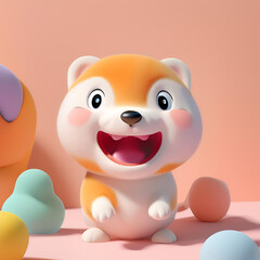 Fototapeta premium A cute, cartoon-style fox cub with a big smile.