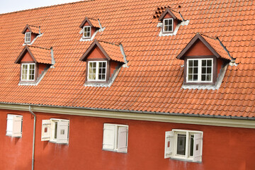 Obraz premium Beautiful red architecture in Kastellet area in Copenhagen.