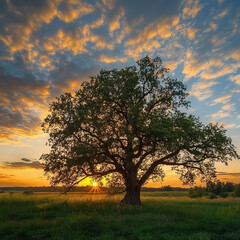 Obraz premium sunset in the field