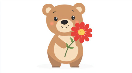 Obraz premium Cute Bear with Flower.