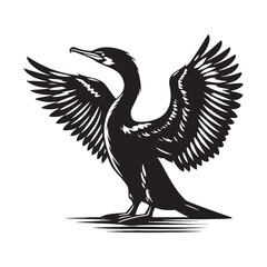Fototapeta premium Minimalistic cormorant silhouette for innovative media designs - Cormorant illustration - minimallest cormorant vector 