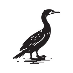 Simplified cormorant silhouette for versatile digital applications - Cormorant illustration - minimallest cormorant vector
