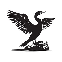 Unique cormorant silhouette for various artistic and print uses - Cormorant black vector
