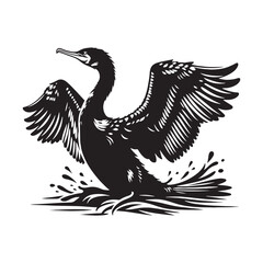 Elegant cormorant silhouette for innovative digital artwork - Cormorant black vector

