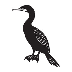 Fototapeta premium Minimalistic cormorant silhouette for versatile media applications - Cormorant illustration - minimallest cormorant vector 