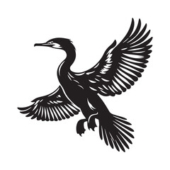 Unique cormorant silhouette for creative media designs - Cormorant illustration - minimallest cormorant vector
