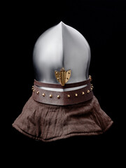 Medieval armor protection. Knight helm.