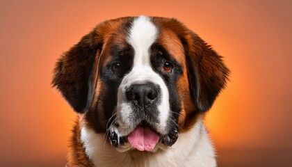 Saint Bernard dog on colored background