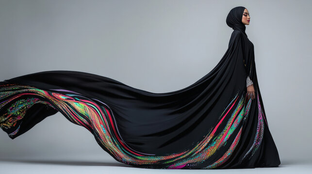 An elegant abay on Emirati woman. Hijab