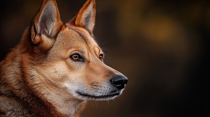 Fototapeta premium A tight shot of a dog's face against a black backdrop, superimposed with a softly blurred canine head image
