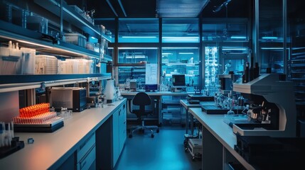 Fototapeta premium Cutting-Edge Laboratory Equipment in a Futuristic, High-Tech Setting