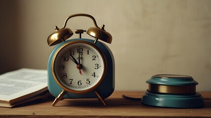 alarm clock on a table 