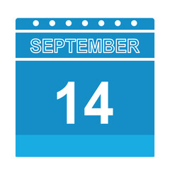 September 14 calender  reminder, 14 September daily calender icon template