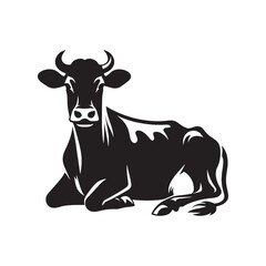 Stylish cow silhouette for versatile media and print designs - Cow black vector
